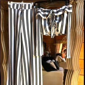 NWT Black and White stripe Crop Top and Pants by Boohoo